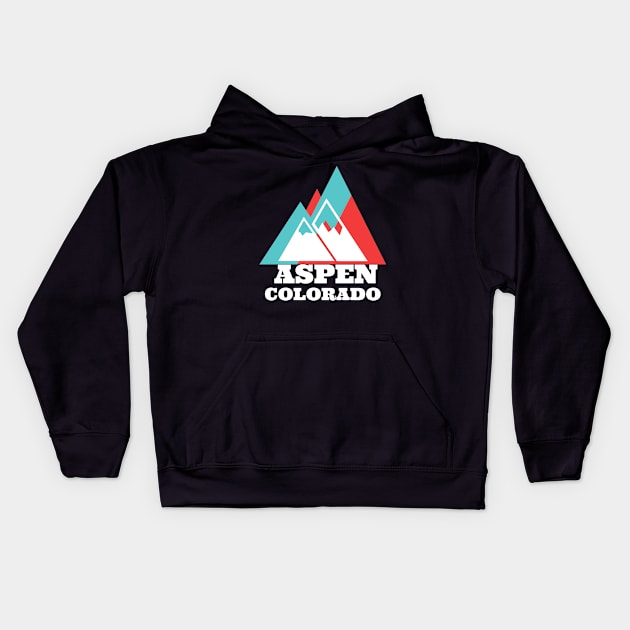 Aspen Colorado Vintage Mountain Travel Kids Hoodie by cricky